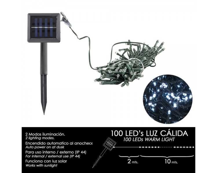 Luces Navidad Solar 100 Leds Luz Blanca Interior / Exterior (IP44)