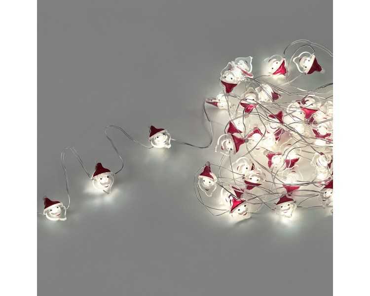 Guirnalda Luces Navidad A Pilas 50 Leds Papa Noel. Luz Fria Uso Interno IP20
