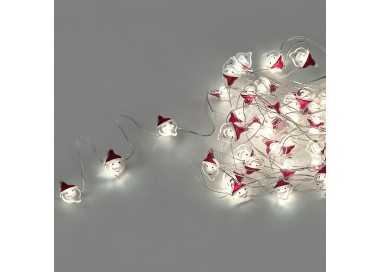 Guirnalda Luces Navidad A Pilas 50 Leds Papa Noel. Luz Fria Uso Interno IP20