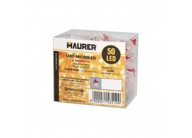 Guirnalda Luces Navidad A Pilas 50 Leds Papa Noel. Luz Fria Uso Interno IP20