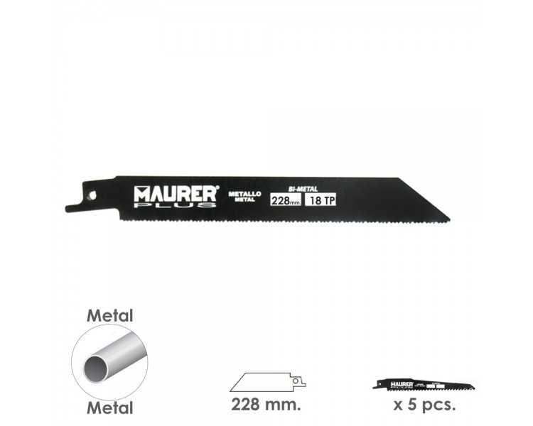 Hoja Para Sierra Sable Metal 228 mm. - 18 TPI Tipo Bosch (5 piezas)