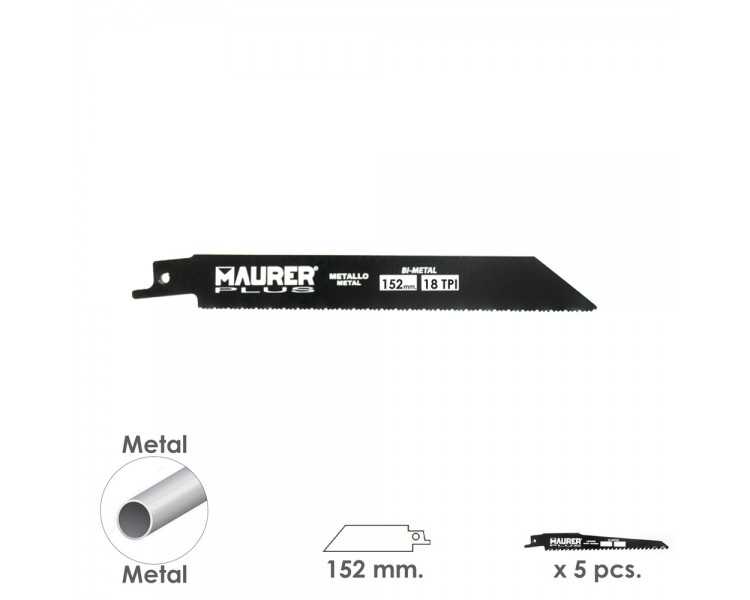 Hoja Para Sierra Sable Metal 152 mm. - 18 TPI Tipo Bosch (5 piezas)