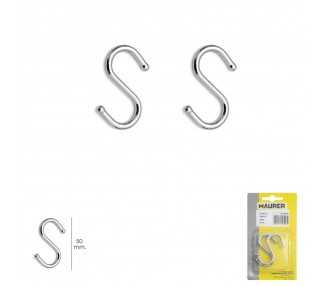 Gancho "S" 50 mm Cromado (Blister 2 piezas) Uso Domestico