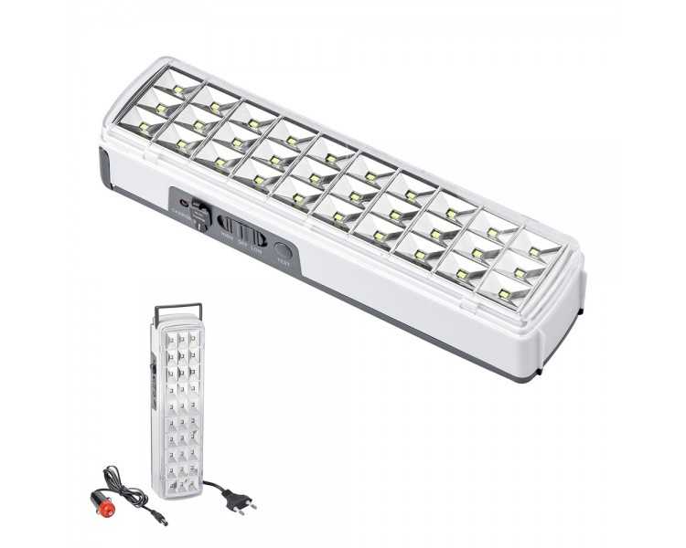 Linterna LED / Lampara De Emergencia Con enchufe / Recargable (1.200 mAh) 150 Lumenes Con Asa y Cargador De Coche