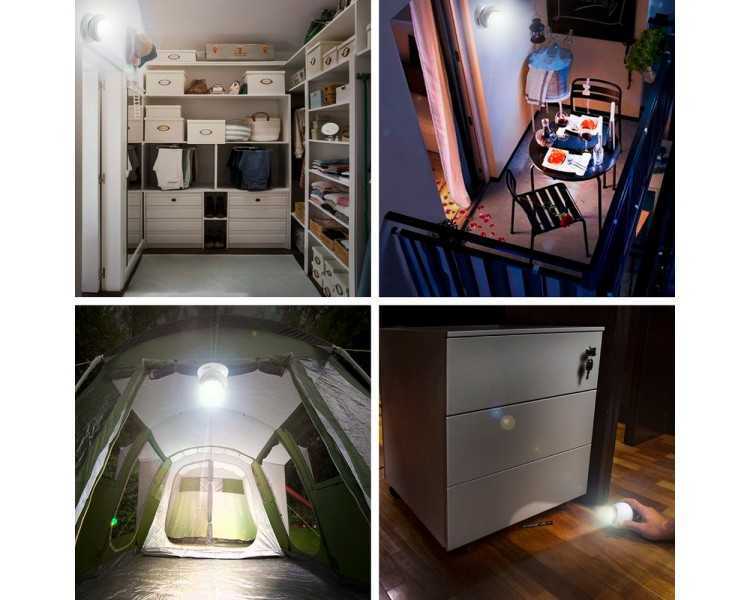 Linterna LED Armario Esfera A Pilas (3 AAA) 120 Lumenes Ajustable 300º Con Iman y Adhesivo.