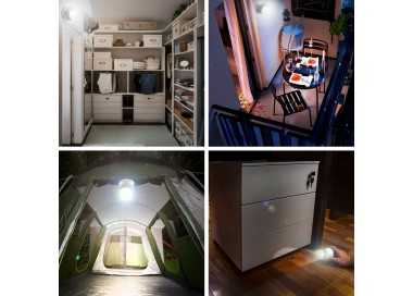 Linterna LED Armario Esfera A Pilas (3 AAA) 120 Lumenes Ajustable 300º Con Iman y Adhesivo.