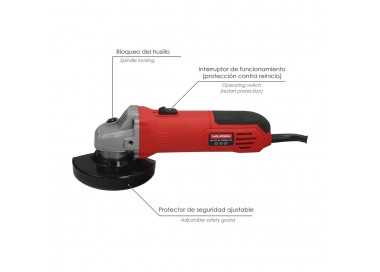 Amoladora Angular 710 Watt. Disco Ø 115 mm. 11.000 R.P.M. Mango 2 Posiciones Eje M14 Protector Disco Ajustable