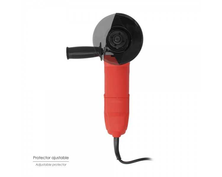 Amoladora Angular 710 Watt. Disco Ø 115 mm. 11.000 R.P.M. Mango 2 Posiciones Eje M14 Protector Disco Ajustable
