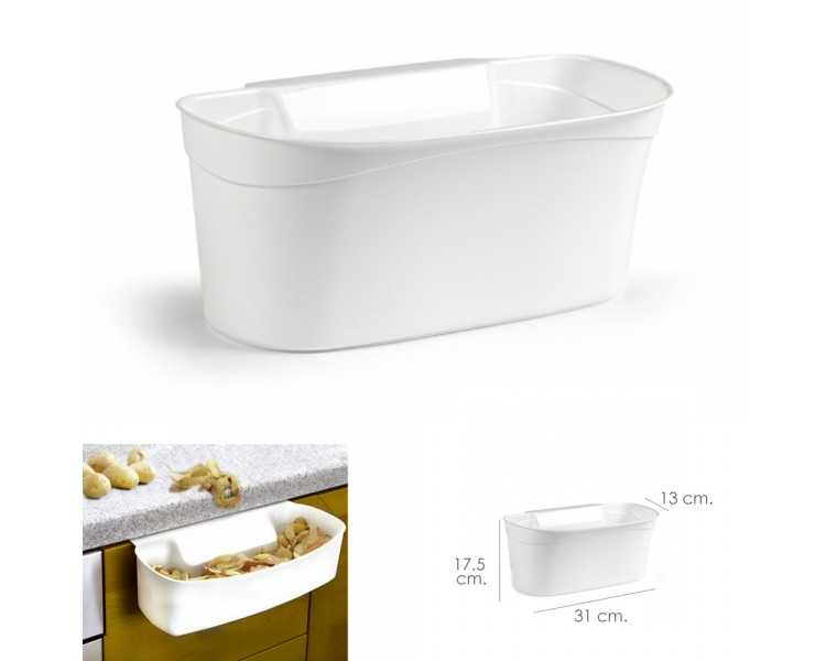 Cubo Basura Colgante Para Encimera / Cesta Recogedora Desperdicios 31x13x17.5 (Alt.) cm. Color Blanco