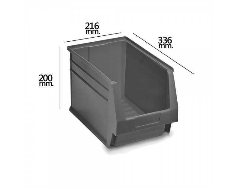 Gaveta Apilable Almacenamiento Gris Nº55 336x216x200 mm.  (3/6)