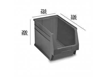 Gaveta Apilable Almacenamiento Gris Nº55 336x216x200 mm.  (3/6)