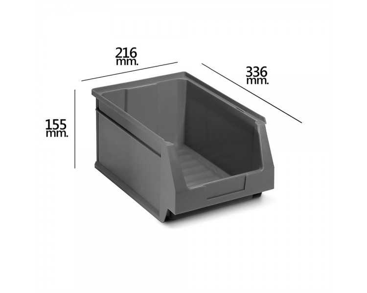 Gaveta Apilable Almacenamiento Gris Nº54 336x216x155 mm. (6/6)