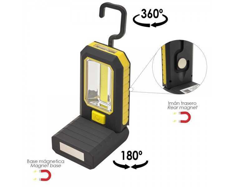 Linterna LED Profesional Multifunción Compacta Plegable A Pilas (3 AAA) 210 Lumenes 2 Modos de Iluminación Con Iman y Gancho