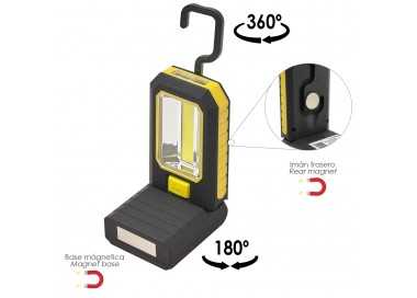 Linterna LED Profesional Multifunción Compacta Plegable A Pilas (3 AAA) 210 Lumenes 2 Modos de Iluminación Con Iman y Gancho