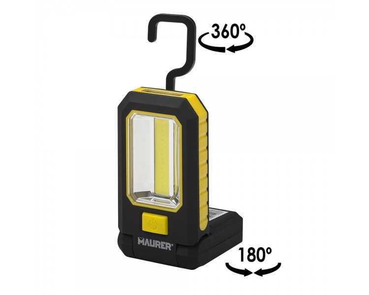 Linterna LED Profesional Multifunción Compacta Plegable A Pilas (3 AAA) 210 Lumenes 2 Modos de Iluminación Con Iman y Gancho