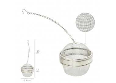 Bola Malla Para Especias / Te  / Legumbres Acero Inoxidable Ø 9 cm. Con Cadena