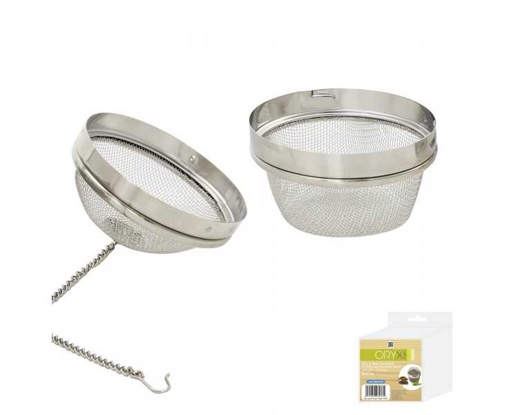 Bola Malla Para Especias / Te  / Legumbres Acero Inoxidable Ø 9 cm. Con Cadena