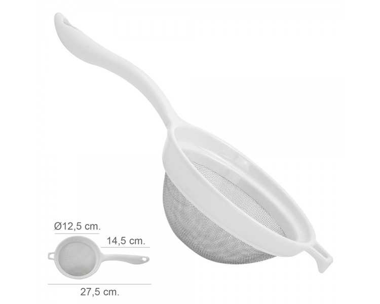 Colador Acero Inoxidable Ø 12,5 cm. Con Mango Plastico