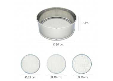 Harinero Tamizador Acero Inoxidable Ø 20 cm. Con 3 Mallas Intercambiables