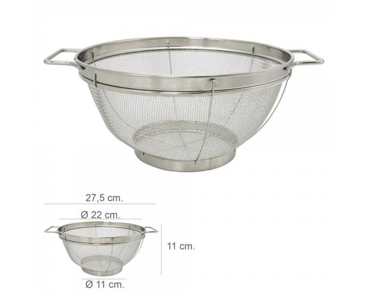 Escurridor Malla Acero Inoxidable Con Asas Ø 22 cm.