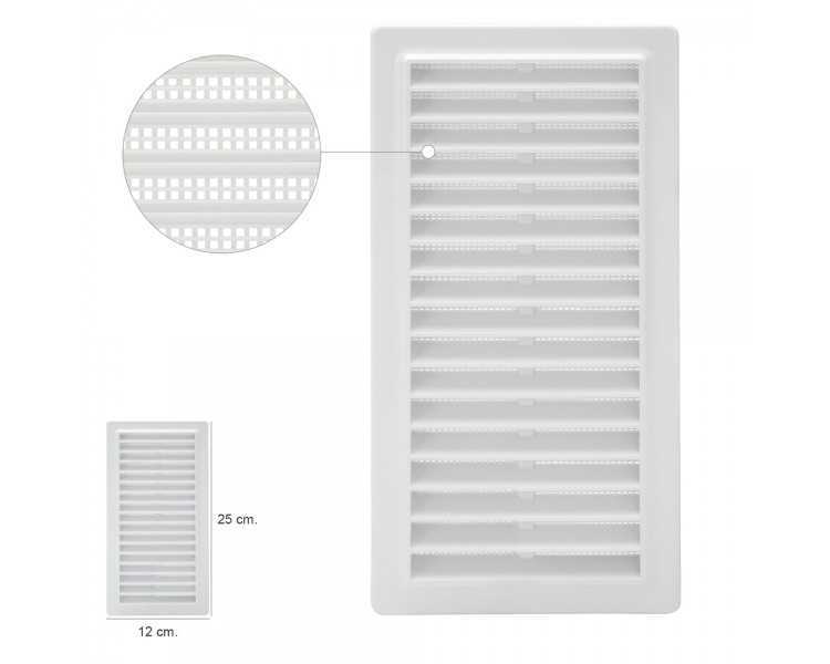 Rejilla Plastico Empotrar Con Malla Posterior 25x12 cm.