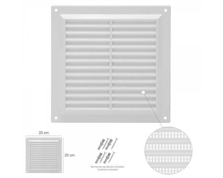 Rejilla Plastico Sobreponer Con Malla Posterior 20x20 cm.