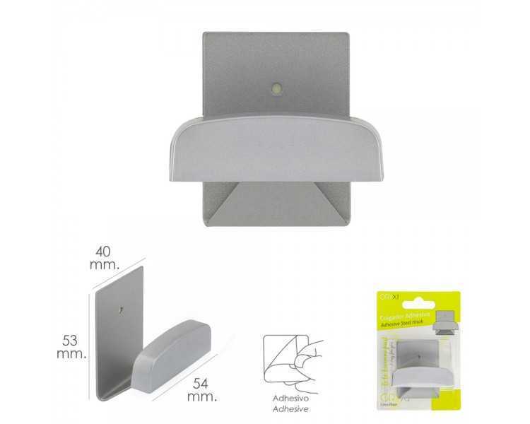 Colgador Percha Adhesivo Acero Inoxidable Color Gris