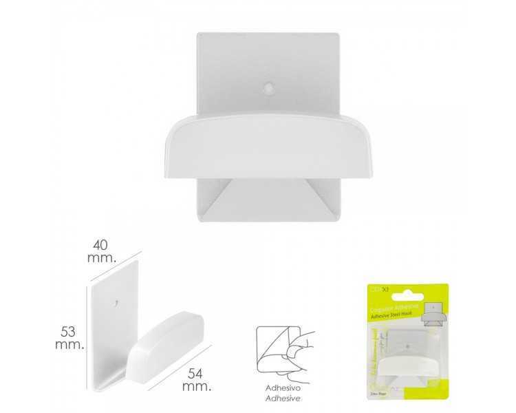 Colgador Percha Adhesivo Acero Inoxidable Color Blanco