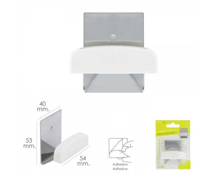 Colgador Percha Adhesivo Acero Inoxidable Color Metalizado / Blanco