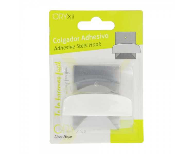 Colgador Percha Adhesivo Acero Inoxidable Color Metalizado / Blanco
