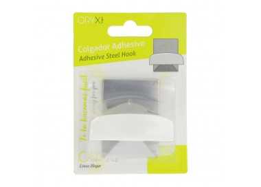 Colgador Percha Adhesivo Acero Inoxidable Color Metalizado / Blanco