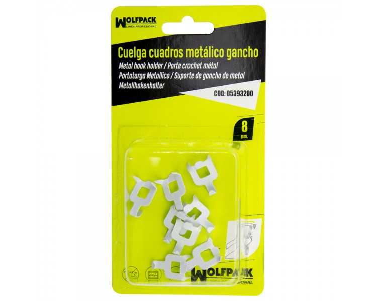 Cuelga Cuadros Metalico Gancho Blister 8 Piezas