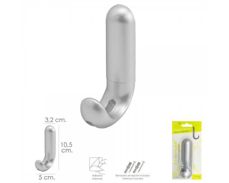 Colgador Adhesivo / Atornillable Plateado Mate