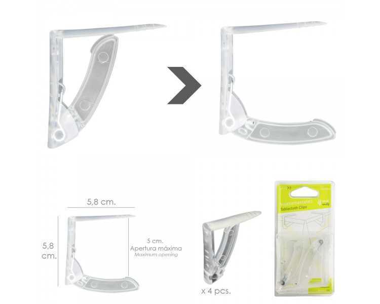 Sujeta Manteles Transparentes Con Muelle Extrafuerte 4 Piezas