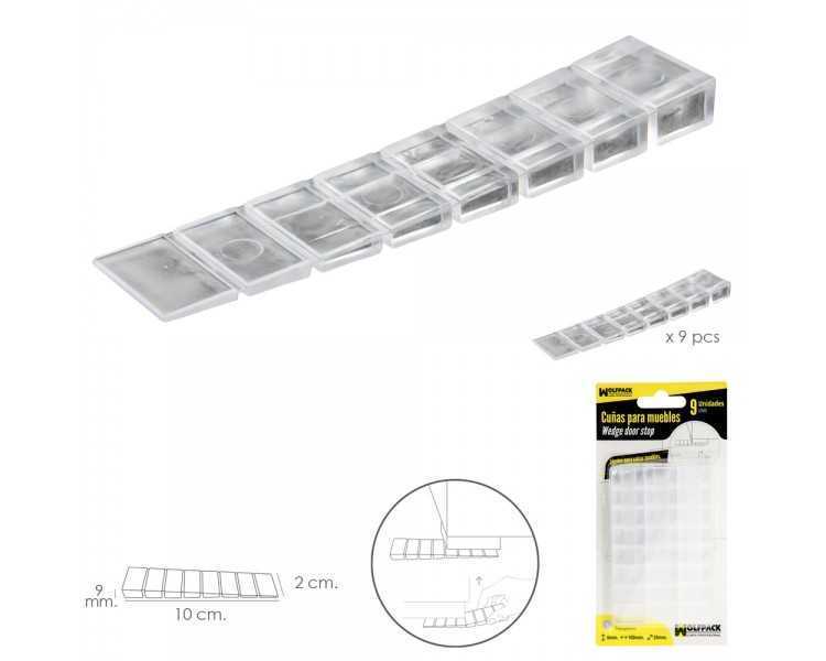 Cuñas Calza Muebles Ajustable / Recortable Transparente (Blister 9 Piezas)