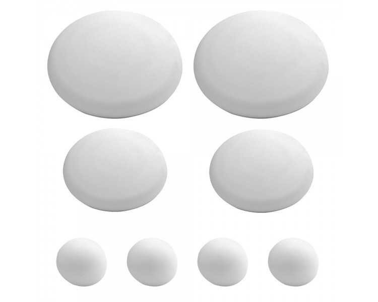 Topes Adhesivos para Paredes / Puertas / Ventanas / Mobiliario 2 x Ø 60 mm. / 2 x 40 mm. / 4 x 22 mm. (Blister 8 piezas)