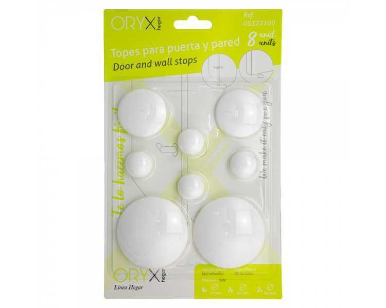 Topes Adhesivos para Paredes / Puertas / Ventanas / Mobiliario 2 x Ø 60 mm. / 2 x 40 mm. / 4 x 22 mm. (Blister 8 piezas)