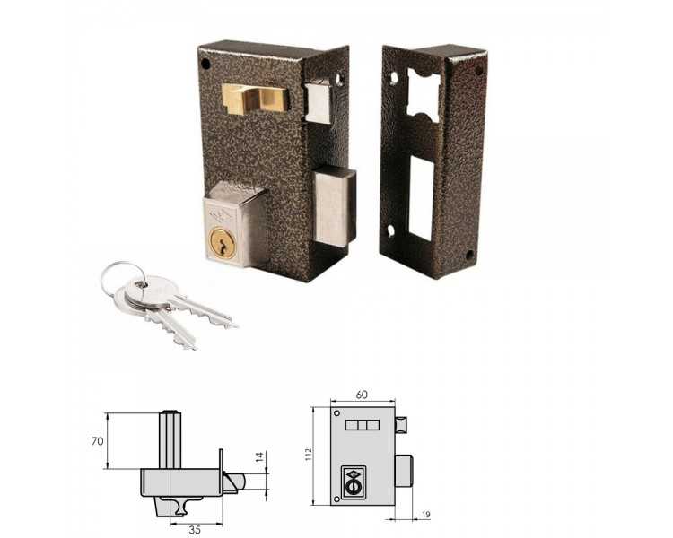Cerradura Cvl 756A / 60 / Hierro Esmaltado Izquierda Cilindro 70 mm.