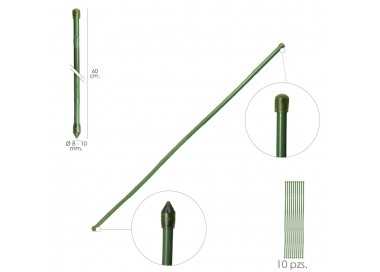 Tutor Varilla Bambú Plastificado Ø  8  - 10 mm. x  60 cm. (Paquete 10 Unidades)