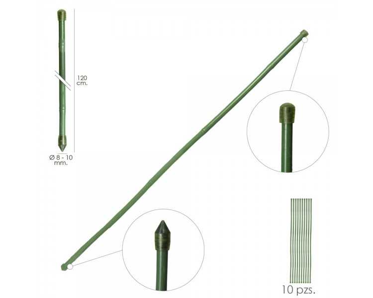 Tutor Varilla Bambú Plastificado Ø  8  - 10 mm. x   120 cm. (Paquete 10 Unidades)