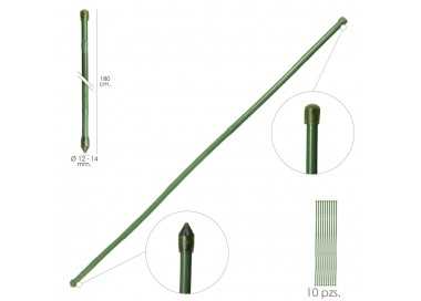 Tutor Varilla Bambú Plastificado Ø 12  - 14 mm. x   180 cm. (Paquete 10 Unidades)