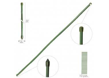 Tutor Varilla Bambú Plastificado Ø 16  - 18 mm. x   210 cm. (Paquete 10 Unidades)