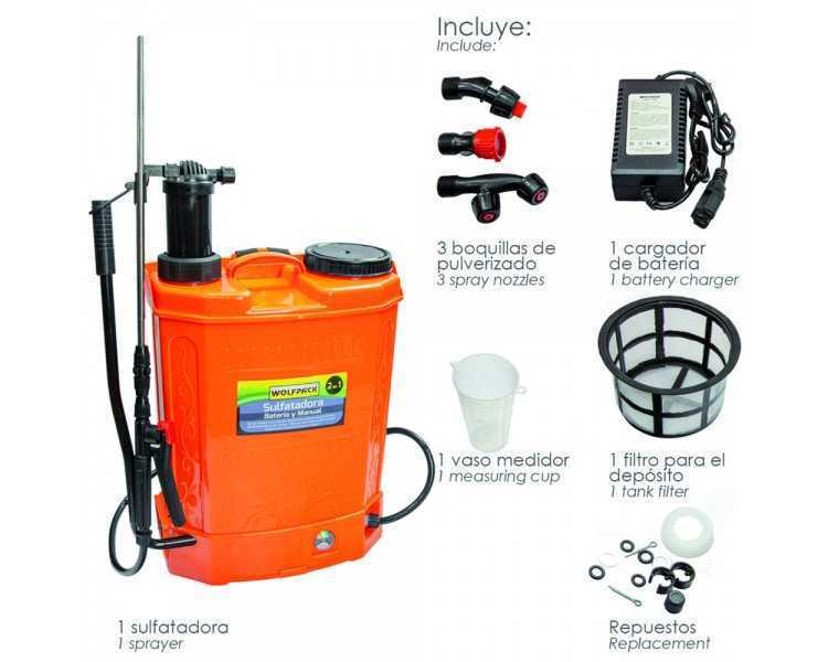 Sulfatadora Electrica A Bateria Doble Uso Bateria o Manual, Con Bateria Recargable 12 V / 8 Amperios