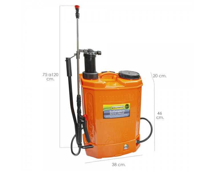Sulfatadora Electrica A Bateria Doble Uso Bateria o Manual, Con Bateria Recargable 12 V / 8 Amperios