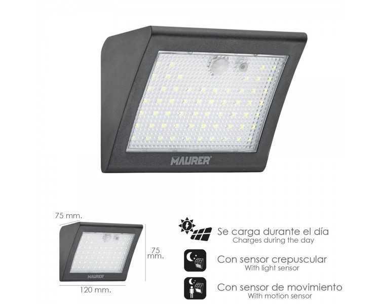 Aplique Solar Led 250 Lumenes Con Sensor De Movimiento y Crepuscular IP65