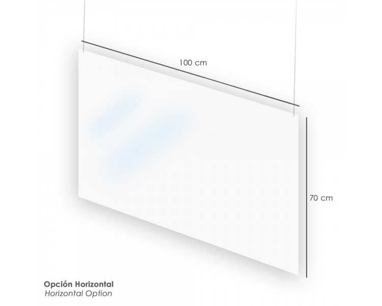 Mampara Protectora  Colgar Techo  Policarbonato 3 mm. Trasnparente. Medida 70x100 cm.