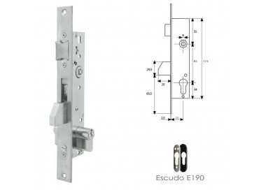 Cerradura Tesa 2210/25/3NI Con Escudo de Seguridad E190 Con Sistema Antipalanqueta
