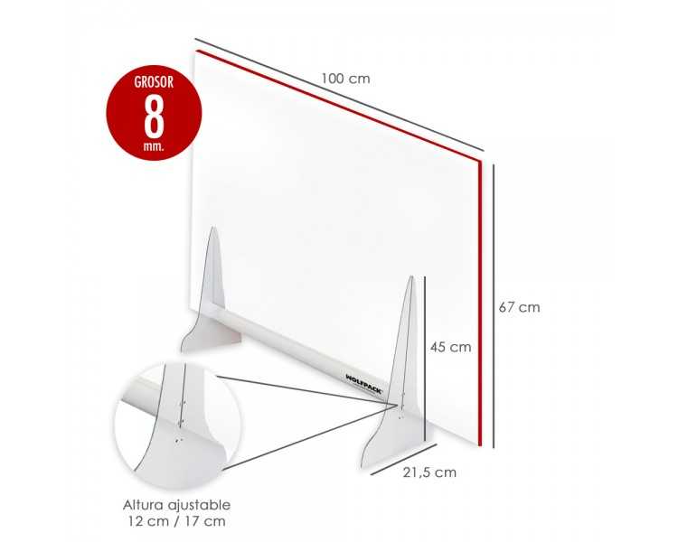 Mampara Protectora  Sobremesa  Metacrilato Trasnparente 8mm. 67x100cm
