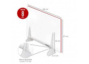 Mampara Protectora  Sobremesa  Metacrilato Trasnparente 8mm. 67x100cm