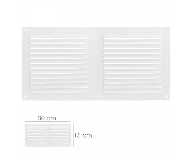 Rejilla Ventilacion Atornillable Doble 30x15 cm. Color Blanca
